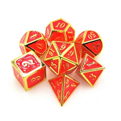 Gold-Edged Orange Zinc Alloy DND Dice Set