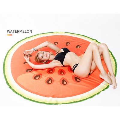 63 x 63 inch Watermelon Shaped Quick Dry Microfiber Beach Towels - One Side Printing