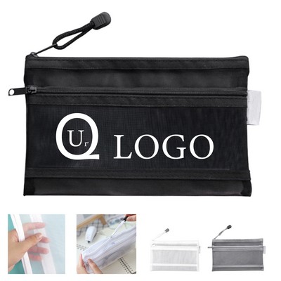 Zipper Opening Mesh Pencil Pouch