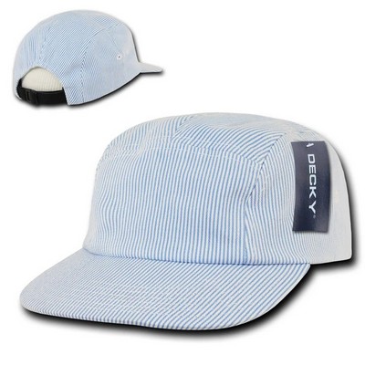 Decky Seersucker Five Panel Racer Racing Jockey Camper Cap