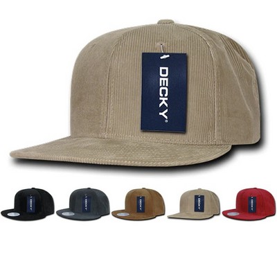 Decky Corduroy Snapback Cap w/Flat Bill (Lot of 12)