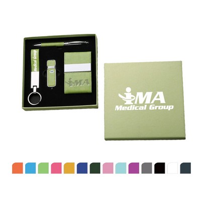 4Pcs Gift Set: Ballpoint Pen, Keyring, Business Card Case and USB Flash Drive