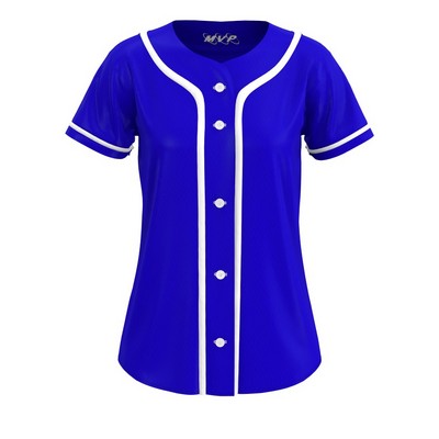 Women's Full Button Baseball Jersey with Piping