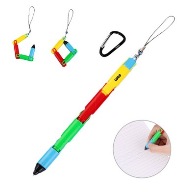 Colorful Foldable Ballpoint Pen With Carabiner