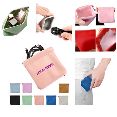 Automatic Closing Data Cable Lipstick Earphone Storage Bag