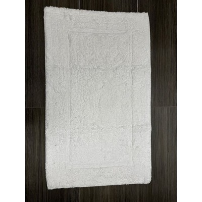 Bath Rug White, Framed Border