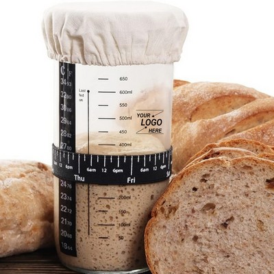 Glass Sourdough Starter Kit with Thermometer for Bread Baking