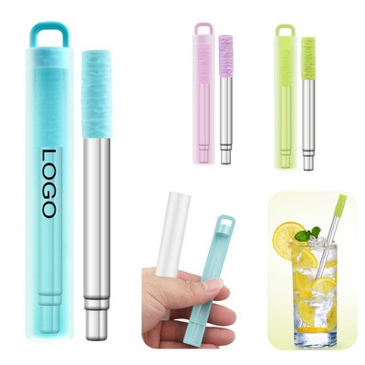 Reusable Metal Straws with Silicone Flex Tips Elbows Cover