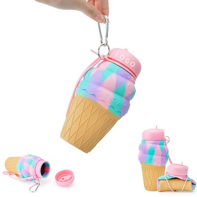 16Oz Ice Cream Collapsible Kids Water Bottles