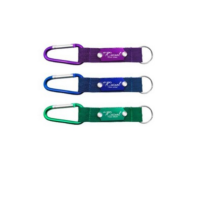 D Shape Carabiner Lanyard W/Metal Tag