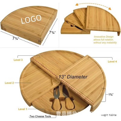 Folding Bamboo Cheese Board With Cheese Tools