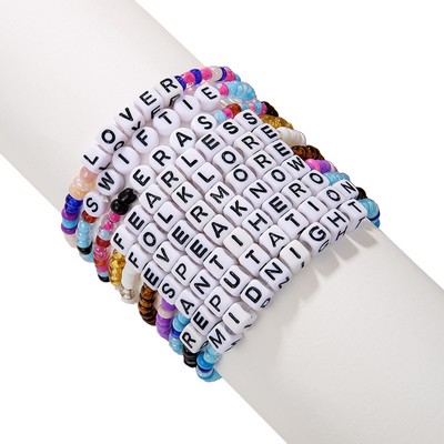 Beaded Letter Elastic Bracelet