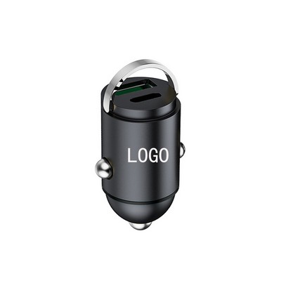 Mini 120W Car Charger with Type-C/USB ports