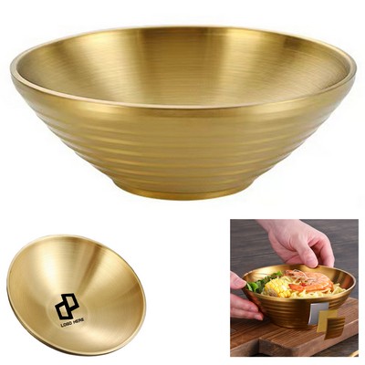 7.09 Inch 304 Golden Stainless Steel Noodles Food Bowl