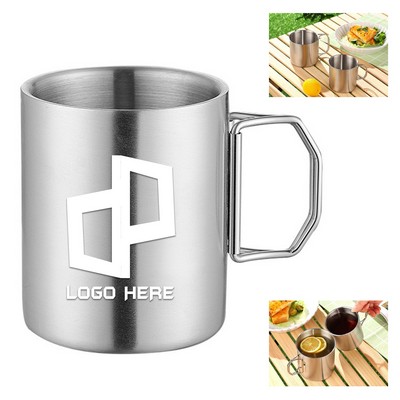 304 Stainless Steel 10Oz Folding Handle Water Cup