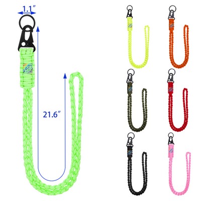 Heavy Duty Paracord Lanyard Necklace Whistles Strap Braided Keychain Lanyard