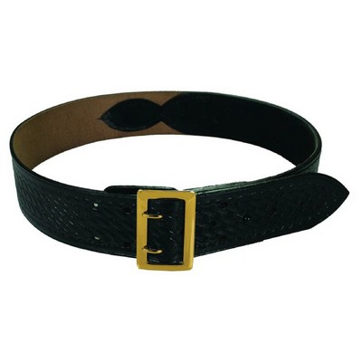 2.25" Sam Browne Basket Weave Leather Belt - Brass Buckle