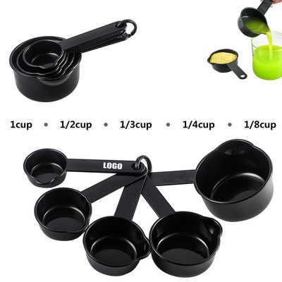 5 in 1 Plastic Black Measuring Cup with Pourer And Volume Marks