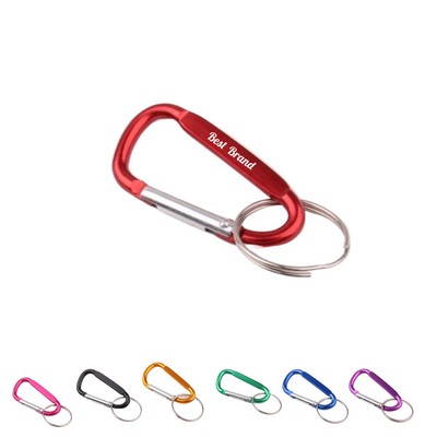 3" Large Aluminum Clips D Ring Shape Carabiner with Key Rings