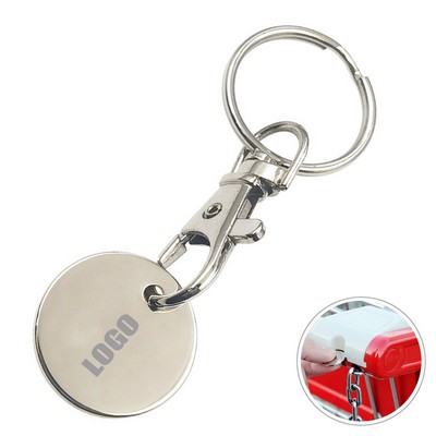 Round Metal Coin Shopping Trolley Token Keychain