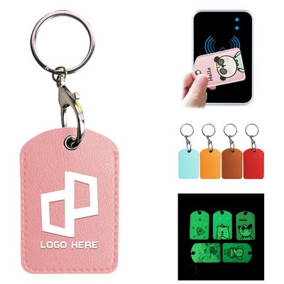 Pu Luminous Card Holder Keychain