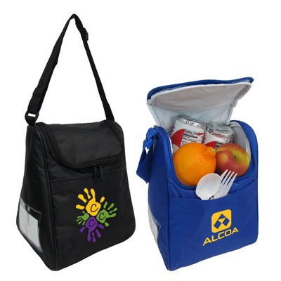 Insulated Lunch Cooler with Side ID Holder & Adjustable Shoulder Strap