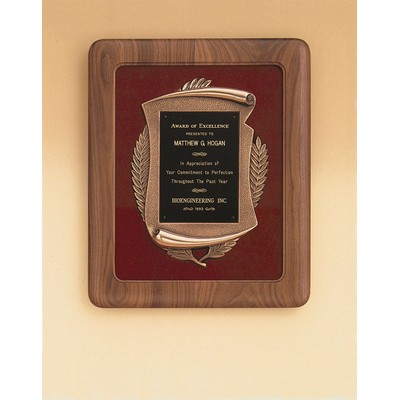 Manchester Series Walnut Plaque w/ Maroon Velour Background (14"x17")