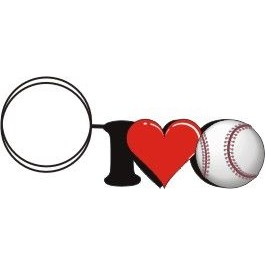 I Love Baseball Gift Shop Key Chain w/Clear Mirrored Back (8 Square Inch)