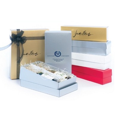 White Gloss Folding Set Up Wine Bottle Box- Single Bottle (13"x 3 1/2"x 3 1/2")