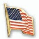 Patriotic Line Waving USA Flag & Pole Die Struck Iron Lapel Pin