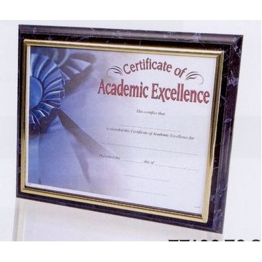 Black Marble Wood Lined Certificate Plaque - 10.5x13