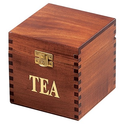 Wood Box w/Tea Accent (4 5/8"x4 5/8"x4 5/8")