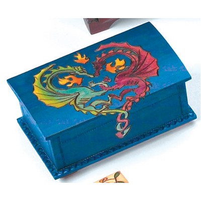 Blue Hidden Lock Box w/Dragon Accent (5"x3 3/8"x2 1/2")