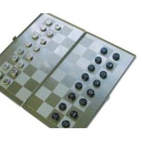 Metal Slim Magnetic Chess & Checkers Game Set (6 3/8"x3½"x1/8")