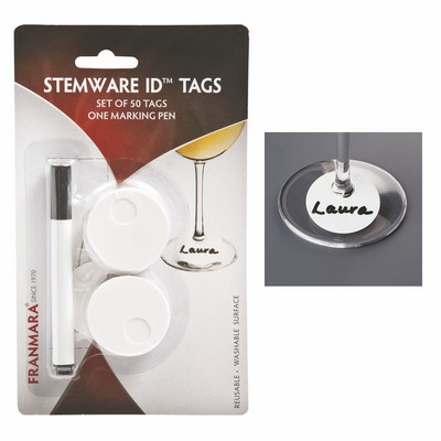 Stemware Plastic ID Tags w/Pen (Set of 50)