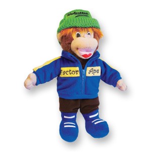 Custom Plush Monkey Mascot w/ Ski Jacket & Embroidered Hat