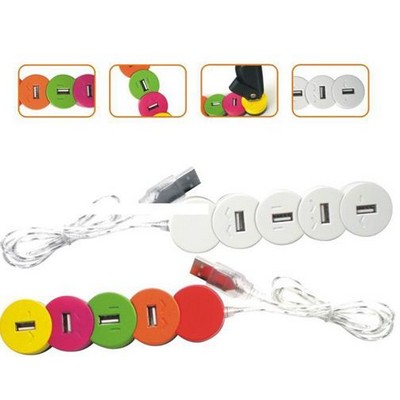 Multi Color Circle Links USB Hub - 4 Port (3.74"x2.56"x1.77")