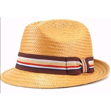 Straw Fedora Hat w/ Striped Band