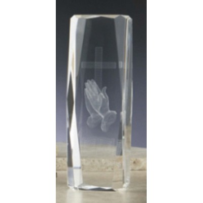 3D Praying Hands Optical Crystal Award (2"x2"x6")