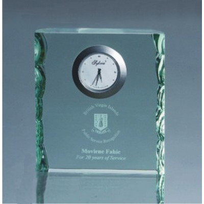 Jade Glass Desktop Clock w/Pearl Edge