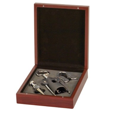 Rosewood Finish, 3-piece wine tool set (Screen printed)