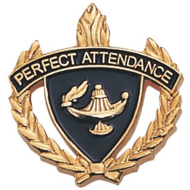 1" Enameled Perfect Attendance Scholastic Award Pins