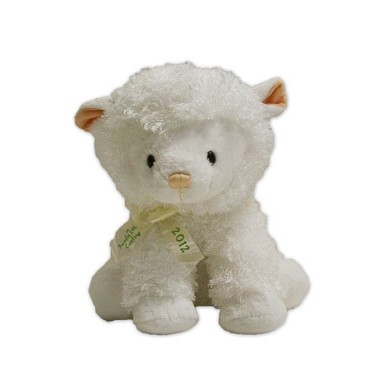 Custom Plush Soft Lamb w/Printed Neck Ribbon