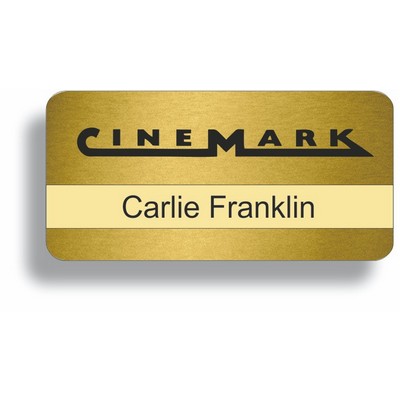 Brushed Gold All Metal Frameless Aluminum Badge (1 1/2 "x 3")