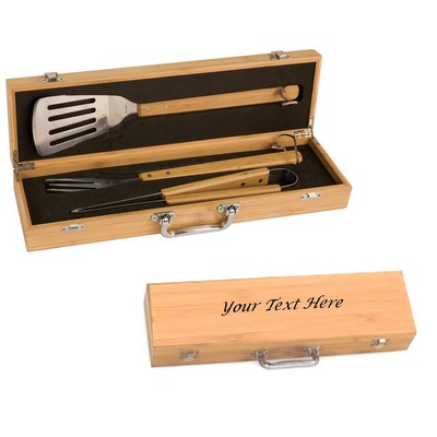 Bamboo BBQ Tool Gift Set - Laser Engraved - DISCONTINUED ITEM