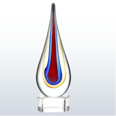 Small Yellow Teardrop Designer Art Glass Award