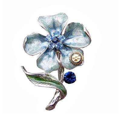 Metal Blue Flower Pin