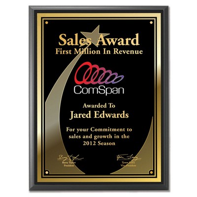 Full Color Plaque w/Gold or Silver Aluminum Mount (9" x 12")