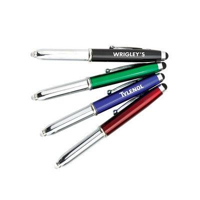 Triple Purpose PDA Ballpoint Pen w/Stylus & LED Light