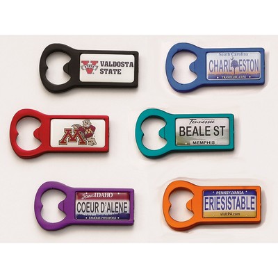 Rectangle Anodized Aluminum Bottle Opener Magnet with Digital Emblem